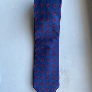 Faconnable men's new silk tie made in Italy Blue and Red Paisley